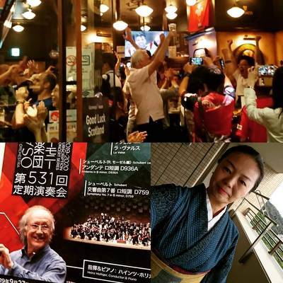 フェスティバルホール内PUB・着物姿・コンサート広告