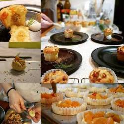 栗餡と林檎のカップケーキ作りの風景