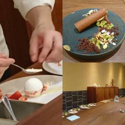 店内カウンター・菓子仕上げ作業・皿盛デザート画像