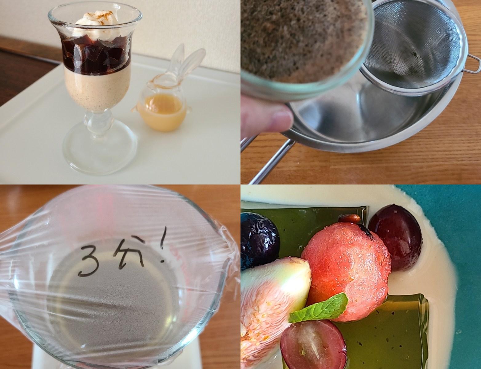 ２種冷製菓子作業風景と完成菓子