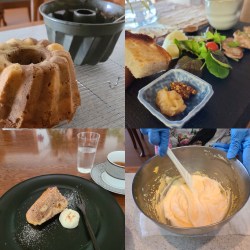生地作りの作業やプレート仕上げのクグロフとお料理
