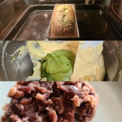 抹茶と発酵小豆のケーキ作り工程