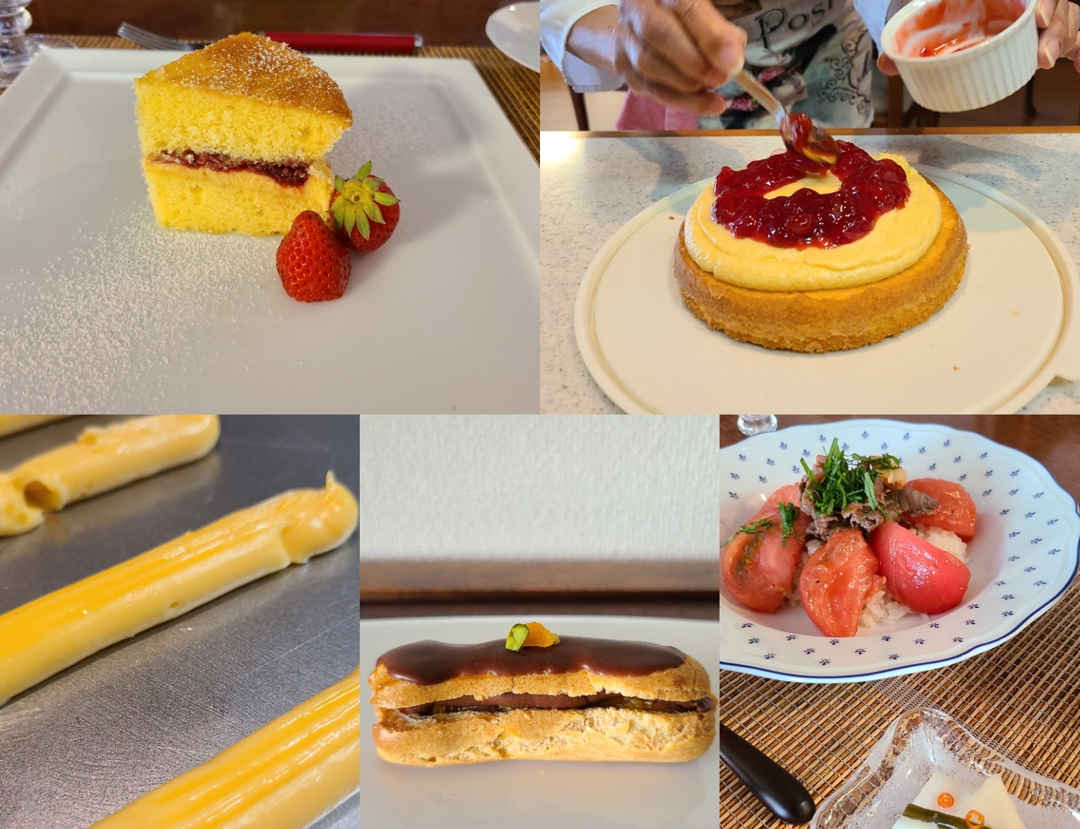 作業風景や盛り付けられたお料理&ケーキ
