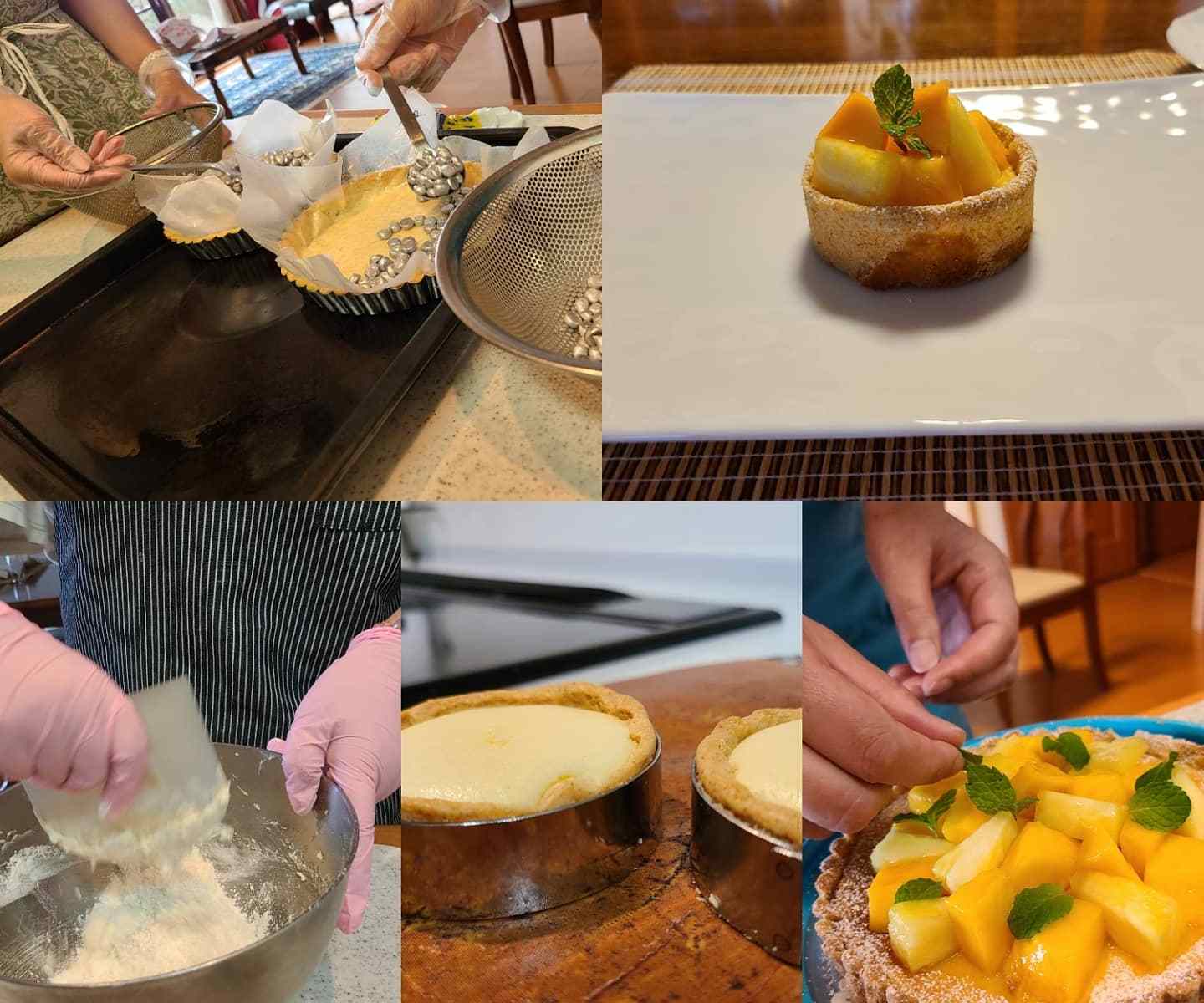 作業風景や盛り付けられたケーキ