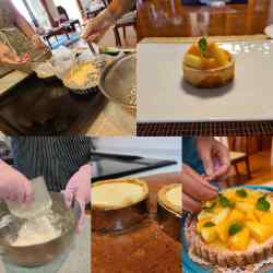 作業風景や盛り付けられたケーキ