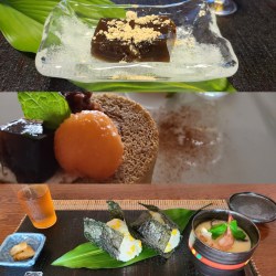 盛り付けられたケーキやお料理