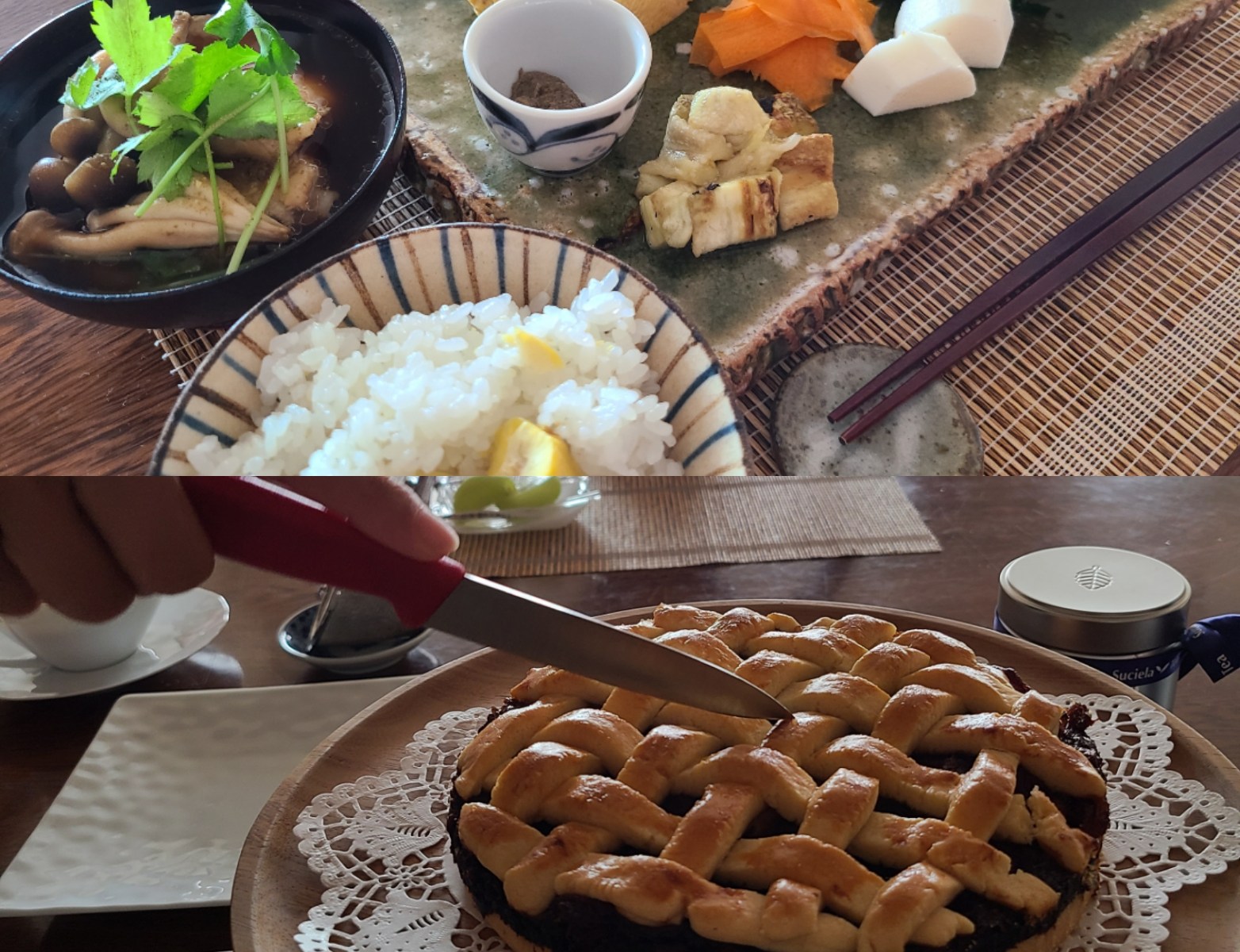 和定食と焼き菓子が並んでいます