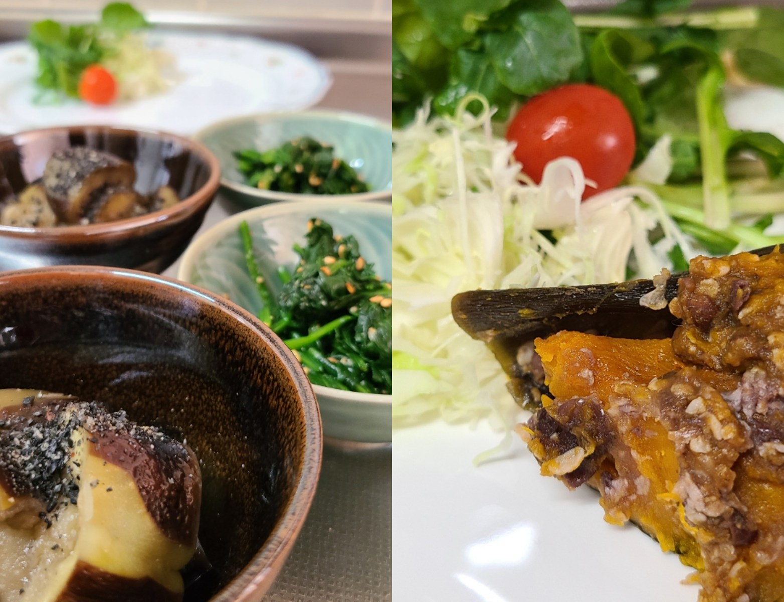 茄子の煮物・ほうれん草のナムル・コロッケetc