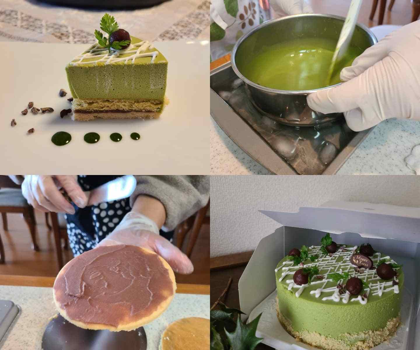 菓子作り作業&完成ホールとカットケーキ