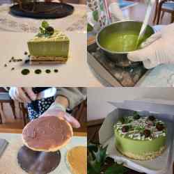 菓子作り作業&完成ホールとカットケーキ