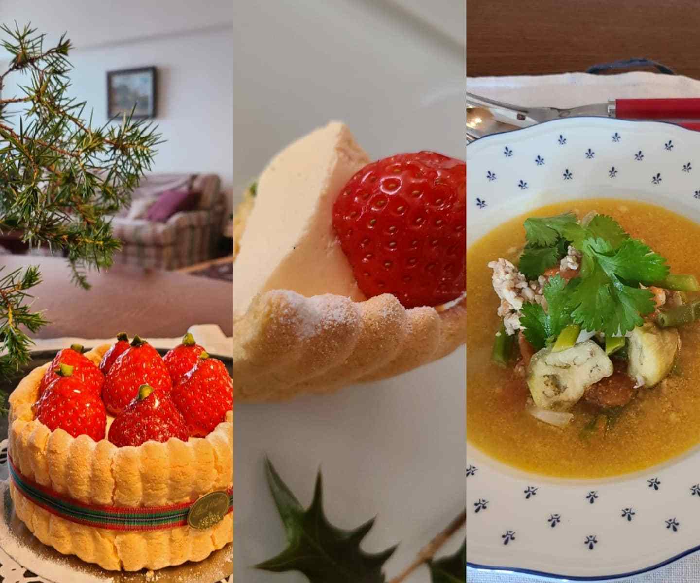 シャルロットホールケーキ&カットケーキ、スープ