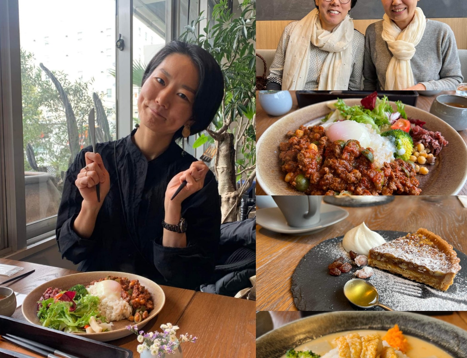 友人とランチ会　店内で食事中