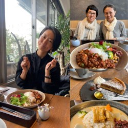 友人とランチ会　店内で食事中