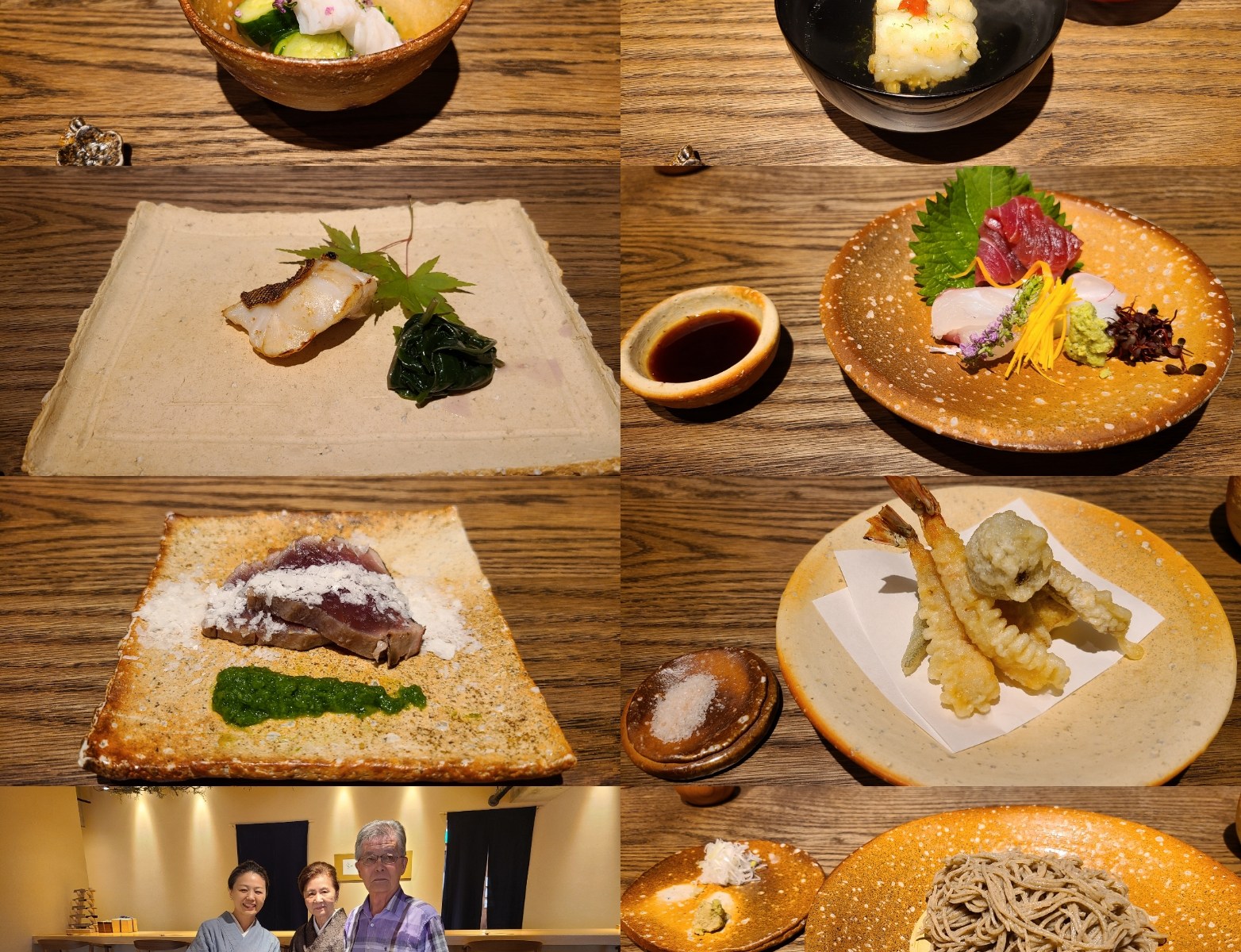 蕎麦懐石のお料理が並んでいます