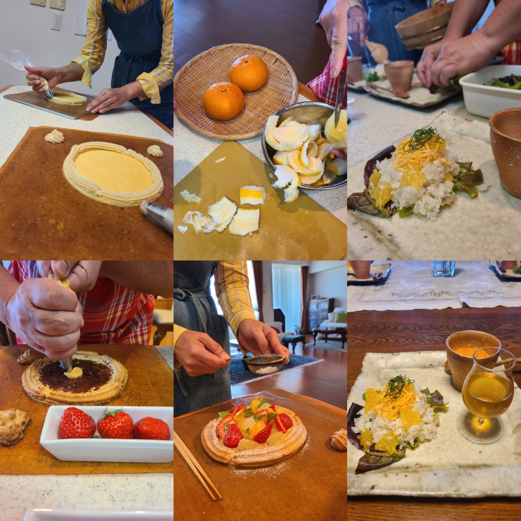 タルト絞り作業&ティータイム&軽食タイム