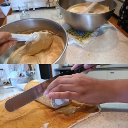 生地作りとルーローのカット風景