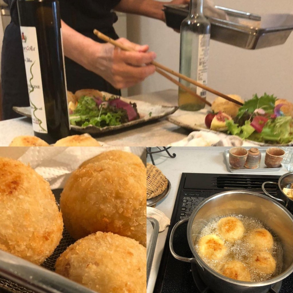 コロッケ作り&盛り付け風景