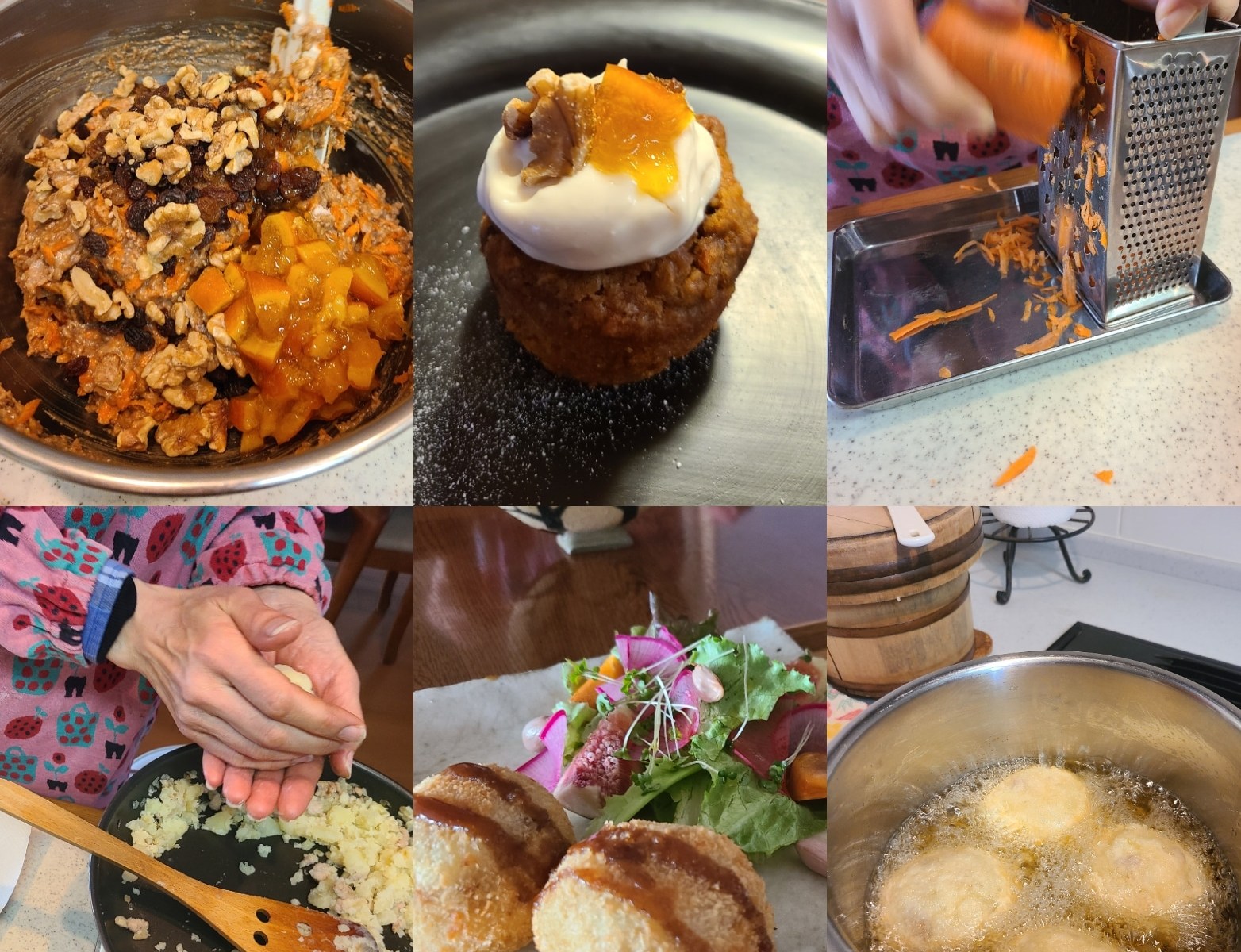 キャロットケーキ&コロッケ作り風景