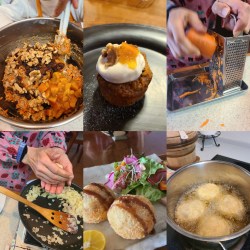 キャロットケーキ&コロッケ作り風景